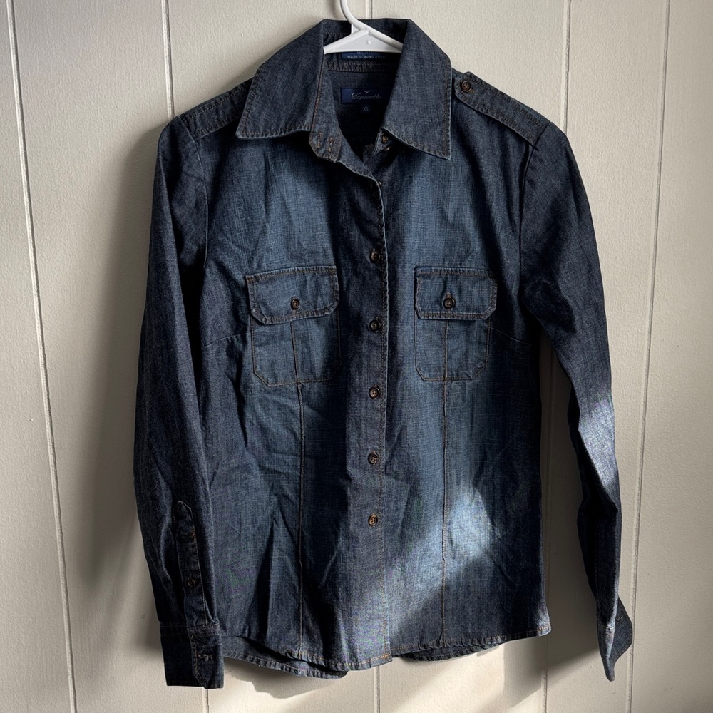 Faconnable Blue Cotton Shirt Sz XS